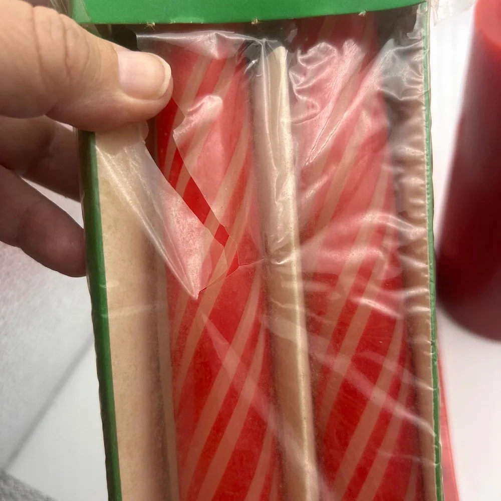 Vintage Christmas Candle Lot Red Green Taper Pillar Santa Snowman Ambria 12pc